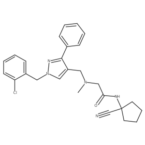 2-[({1-[(2-chlorophenyl)methyl]-3-phenyl-1H-pyrazol-4-yl}methyl)(methyl)amino]-N-(1-cyanocyclopentyl)acetamide Structure