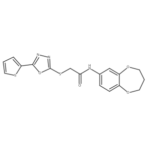 N-(3,4-dihydro-2H-1,5-benzodioxepin-7-yl)-2-{[5-(thiophen-2-yl)-1,3,4-oxadiazol-2-yl]sulfanyl}acetamide结构式