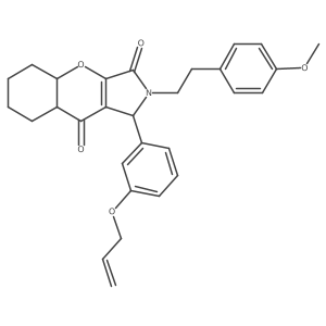 2-[2-(4-methoxyphenyl)ethyl]-1-(3-prop-2-enoxyphenyl)-4a,5,6,7,8,8a-hexahydro-1H-chromeno[2,3-c]pyrrole-3,9-dione结构式
