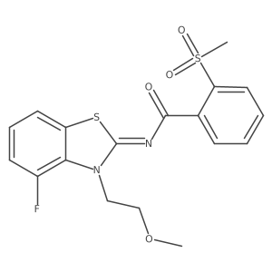 (E)-N-(4-fluoro-3-(2-methoxyethyl)benzo[d]thiazol-2(3H)-ylidene)-2-(methylsulfonyl)benzamide结构式
