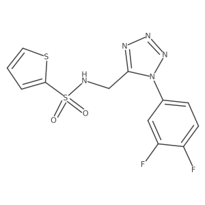 N-((1-(3,4-difluorophenyl)-1H-tetrazol-5-yl)methyl)thiophene-2-sulfonamide结构式