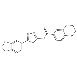 N-(5-(benzo[d][1,3]dioxol-5-yl)-1,3,4-oxadiazol-2-yl)-2,3-dihydrobenzo[b][1,4]dioxine-6-carboxamide结构式