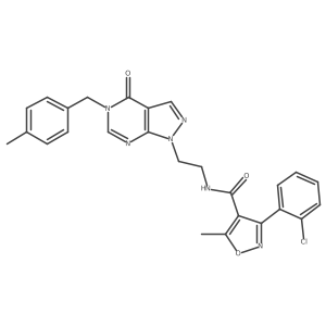 3-(2-chlorophenyl)-5-methyl-N-(2-(5-(4-methylbenzyl)-4-oxo-4,5-dihydro-1H-pyrazolo[3,4-d]pyrimidin-1-yl)ethyl)isoxazole-4-carboxamide结构式