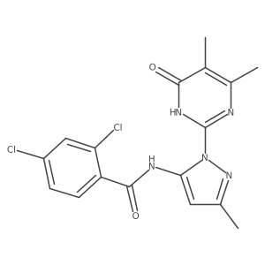 2,4-dichloro-N-(1-(4,5-dimethyl-6-oxo-1,6-dihydropyrimidin-2-yl)-3-methyl-1H-pyrazol-5-yl)benzamide结构式