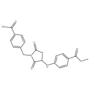 4-((5-((4-(Methoxycarbonyl)phenyl)amino)-2,4-dioxothiazolidin-3-yl)methyl)benzoic acid Structure