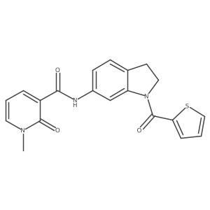 1-methyl-2-oxo-N-(1-(thiophene-2-carbonyl)indolin-6-yl)-1,2-dihydropyridine-3-carboxamide结构式