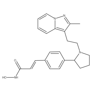 (S,E)-N-Hydroxy-3-(4-(1-(2-(2-methylpyrazolo[1,5-a]pyridin-3-yl)ethyl)pyrrolidin-2-yl)phenyl)acrylamide Structure