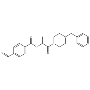 [1-(4-Benzylpiperazin-1-yl)-1-oxopropan-2-yl] 4-formylbenzoate Structure