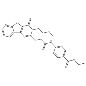 Ethyl 4-(2-((3-butyl-4-oxo-3,4-dihydropyrido[3',2':4,5]thieno[3,2-d]pyrimidin-2-yl)thio)acetamido)benzoate Structure