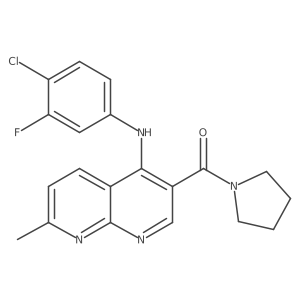 (4-((4-Chloro-3-fluorophenyl)amino)-7-methyl-1,8-naphthyridin-3-yl)(pyrrolidin-1-yl)methanone结构式