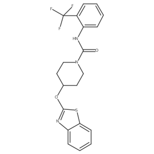 4-(benzo[d]thiazol-2-yloxy)-N-(2-(trifluoromethyl)phenyl)piperidine-1-carboxamide结构式