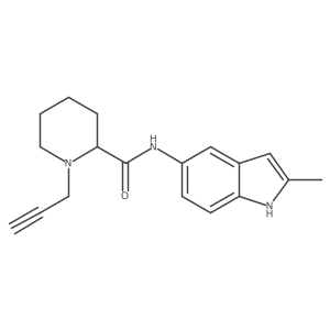 N-(2-methyl-1H-indol-5-yl)-1-(prop-2-yn-1-yl)piperidine-2-carboxamide结构式