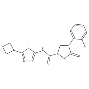 N-(5-cyclobutyl-1,3,4-thiadiazol-2-yl)-1-(2-fluorophenyl)-5-oxopyrrolidine-3-carboxamide结构式
