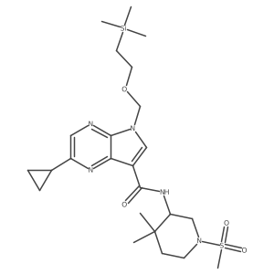 2-cyclopropyl-N-(4,4-dimethyl-1-(methylsulfonyl)piperidin-3-yl)-5-((2-(trimethylsilyl)ethoxy)methyl)-5H-pyrrolo[2,3-b]pyrazine-7-carboxamide Structure