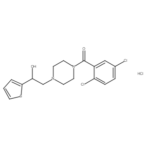 (2,5-Dichlorophenyl)(4-(2-hydroxy-2-(thiophen-2-yl)ethyl)piperazin-1-yl)methanone hydrochloride Structure