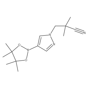 2,2-dimethyl-3-(4-(4,4,5,5-tetramethyl-1,3,2-dioxaborolan-2-yl)-1H-pyrazol-1-yl)propanenitrile结构式