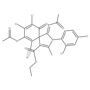 Ethyl (1Z)-1-(acetylimino)-7-(acetyloxy)-8,9-dichloro-6-cyano-2-(2,4-dichlorophenyl)-3-methyl-10-oxo-2-azaspiro[4.5]deca-3,6,8-triene-4-carboxylate Structure