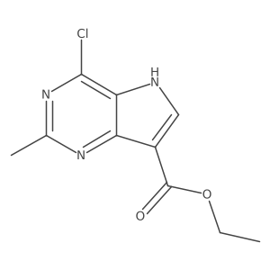 ethyl 4-chloro-2-methyl-5H-pyrrolo[3,2-d]pyrimidine-7-carboxylate结构式