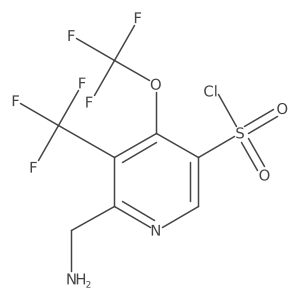 2-(Aminomethyl)-4-(trifluoromethoxy)-3-(trifluoromethyl)pyridine-5-sulfonyl chloride Structure