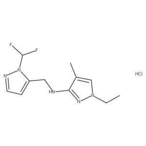 N-[[2-(difluoromethyl)pyrazol-3-yl]methyl]-1-ethyl-4-methylpyrazol-3-amine;hydrochloride Structure