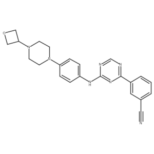 3-(4-((4-(4-(Oxetan-3-yl)piperazin-1-yl)phenyl)amino)-1,3,5-triazin-2-yl)benzonitrile结构式
