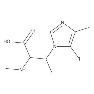 3-(4,5-diiodo-1H-imidazol-1-yl)-2-(methylamino)butanoic acid结构式
