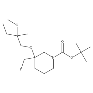 Tert-butyl 3-(iodomethyl)-3-(2-methoxy-2-methylbutoxy)piperidine-1-carboxylate Structure