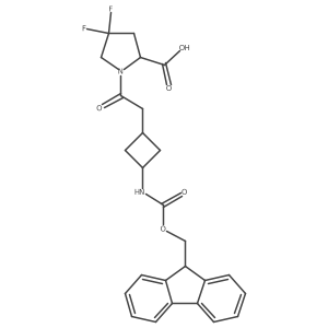 (2R)-1-{2-[3-({[(9H-fluoren-9-yl)methoxy]carbonyl}amino)cyclobutyl]acetyl}-4,4-difluoropyrrolidine-2-carboxylic acid Structure