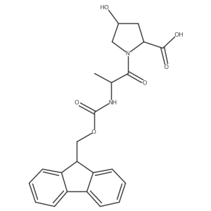 (2S,4S)-1-[(2R)-2-({[(9H-fluoren-9-yl)methoxy]carbonyl}amino)propanoyl]-4-hydroxypyrrolidine-2-carboxylic acid结构式