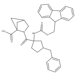2-[1-benzyl-3-({[(9H-fluoren-9-yl)methoxy]carbonyl}amino)pyrrolidine-3-carbonyl]-2-azabicyclo[2.1.1]hexane-1-carboxylic acid Structure