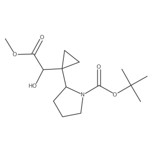 Tert-butyl 2-[1-(1-hydroxy-2-methoxy-2-oxoethyl)cyclopropyl]pyrrolidine-1-carboxylate结构式