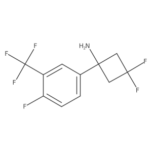 3,3-Difluoro-1-[4-fluoro-3-(trifluoromethyl)phenyl]cyclobutan-1-amine结构式