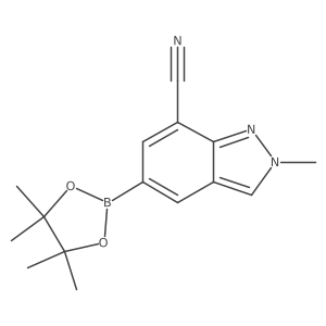 2-methyl-5-(4,4,5,5-tetramethyl-1,3,2-dioxaborolan-2-yl)-2H-indazole-7-carbonitrile结构式