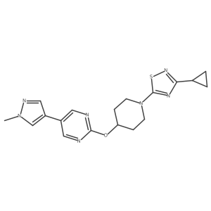 2-{[1-(3-cyclopropyl-1,2,4-thiadiazol-5-yl)piperidin-4-yl]oxy}-5-(1-methyl-1H-pyrazol-4-yl)pyrimidine结构式