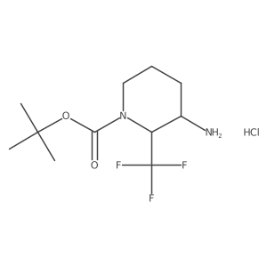 rac-tert-butyl (2R,3S)-3-amino-2-(trifluoromethyl)piperidine-1-carboxylate hydrochloride结构式