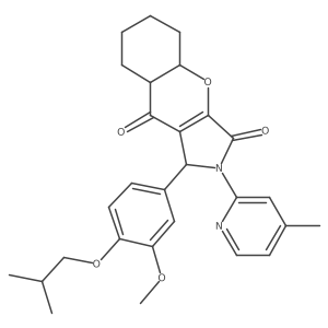 1-[3-methoxy-4-(2-methylpropoxy)phenyl]-2-(4-methylpyridin-2-yl)-4a,5,6,7,8,8a-hexahydro-1H-chromeno[2,3-c]pyrrole-3,9-dione Structure