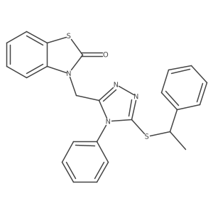 3-((4-phenyl-5-((1-phenylethyl)thio)-4H-1,2,4-triazol-3-yl)methyl)benzo[d]thiazol-2(3H)-one Structure