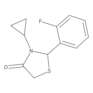 3-Cyclopropyl-2-(2-fluorophenyl)-1,3-thiazolidin-4-one结构式
