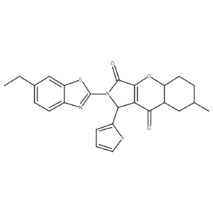 2-(6-ethyl-1,3-benzothiazol-2-yl)-7-methyl-1-thiophen-2-yl-4a,5,6,7,8,8a-hexahydro-1H-chromeno[2,3-c]pyrrole-3,9-dione结构式