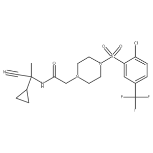 2-{4-[2-chloro-5-(trifluoromethyl)benzenesulfonyl]piperazin-1-yl}-N-(1-cyano-1-cyclopropylethyl)acetamide结构式