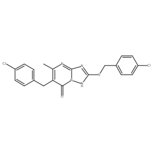 6-(4-chlorobenzyl)-2-[(4-chlorobenzyl)sulfanyl]-5-methyl[1,2,4]triazolo[1,5-a]pyrimidin-7(4H)-one结构式