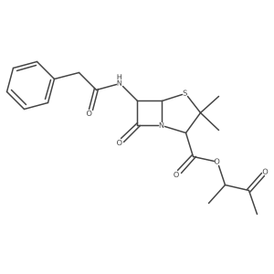 1-Methyl-2-oxopropyl (2R,5R,6R)-3,3-dimethyl-7-oxo-6-[(2-phenylacetyl)amino]-4-thia-1-azabicyclo[3.2.0]heptane-2-carboxylate结构式