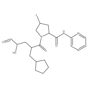 (2S,4R)-1-((R)-3-Cyclopentyl-2-((N-hydroxyformamido)methyl)propanoyl)-4-fluoro-N-(pyrazin-2-yl)pyrrolidine-2-carboxamide结构式