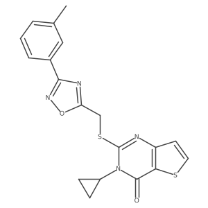 3-cyclopropyl-2-({[3-(3-methylphenyl)-1,2,4-oxadiazol-5-yl]methyl}sulfanyl)-3H,4H-thieno[3,2-d]pyrimidin-4-one Structure