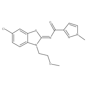(Z)-N-(6-chloro-3-(2-methoxyethyl)benzo[d]thiazol-2(3H)-ylidene)-1-methyl-1H-pyrazole-3-carboxamide结构式