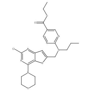 Ethyl 2-[(2-chloro-4-morpholin-4-ylthieno[3,2-d]pyrimidin-6-yl)methyl-propylamino]pyrimidine-5-carboxylate结构式