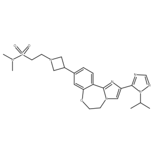 2-(3-(2-(1-isopropyl-1H-1,2,4-triazol-5-yl)-5,6-dihydrobenzo[f]imidazo[1,2-d][1,4]oxazepin-9-yl)azetidin-1-yl)-N,N-dimethylethanesulfonamide结构式