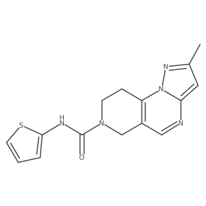 2-methyl-N-(thiophen-2-yl)-8,9-dihydropyrazolo[1,5-a]pyrido[3,4-e]pyrimidine-7(6H)-carboxamide结构式