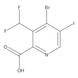 4-Bromo-3-(difluoromethyl)-5-iodopyridine-2-carboxylic acid Structure