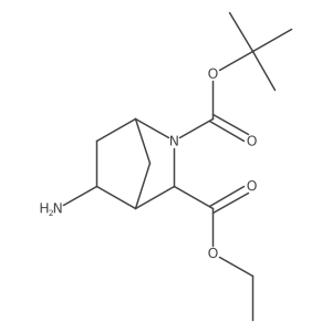 O2-tert-butyl O3-ethyl 5-amino-2-azabicyclo[2.2.1]heptane-2,3-dicarboxylate结构式